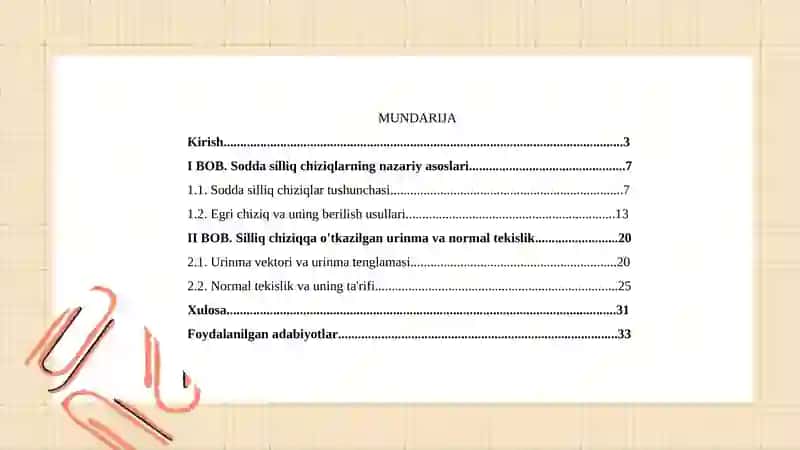 Soddasilliqchiziqlarvaulargao‘tkazilganurinma. Normaltekislik 2