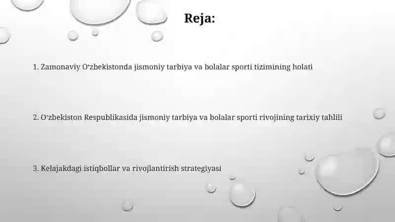 O'Zbekiston Respublikasi jismoniy tarbiya va bolalar bolalar sportini rivojlantirish 2