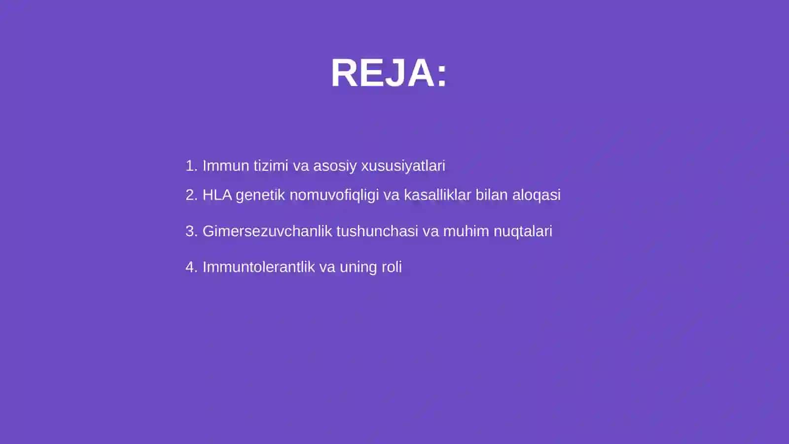 Immun tizimi kasalliklari.HLA va uni kasalliklari bilan asotsiatsiyasi.Gimersezuvchanlik. Immuntolerantlik. Autoimmin kasalliklar mexanizmi. Immun tanqislik sindromi. Amiloidoz 2