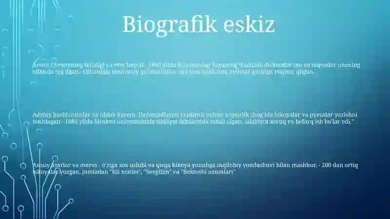 A.P.Chexov Hikoyalari Va U Haqida Qiziq Faktlar 2