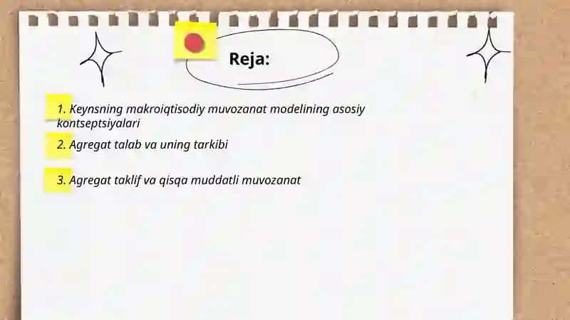 Keynsning makroiqtisodiy muvozanat modeli 2