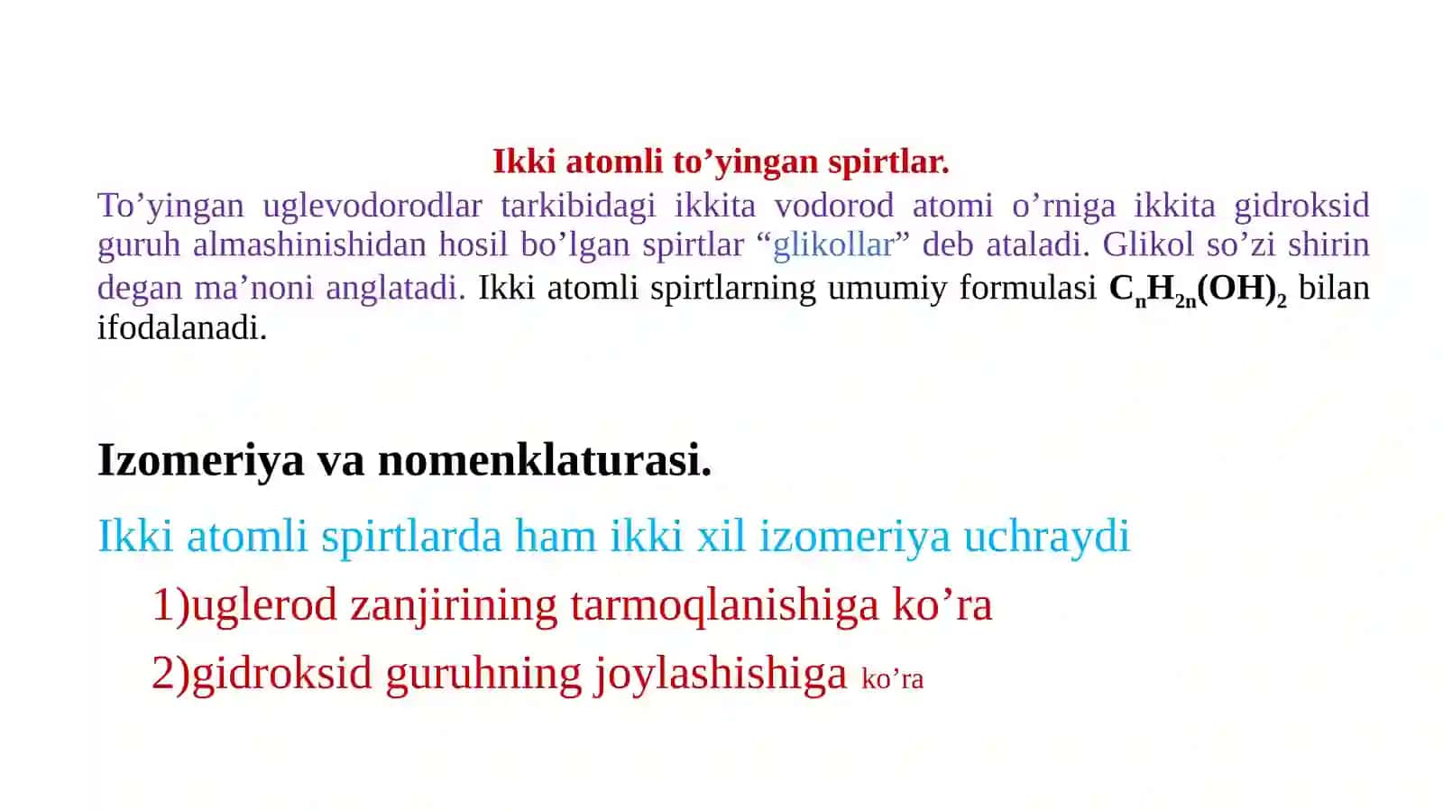 KO’P ATOMLI SPIRTLAR 2