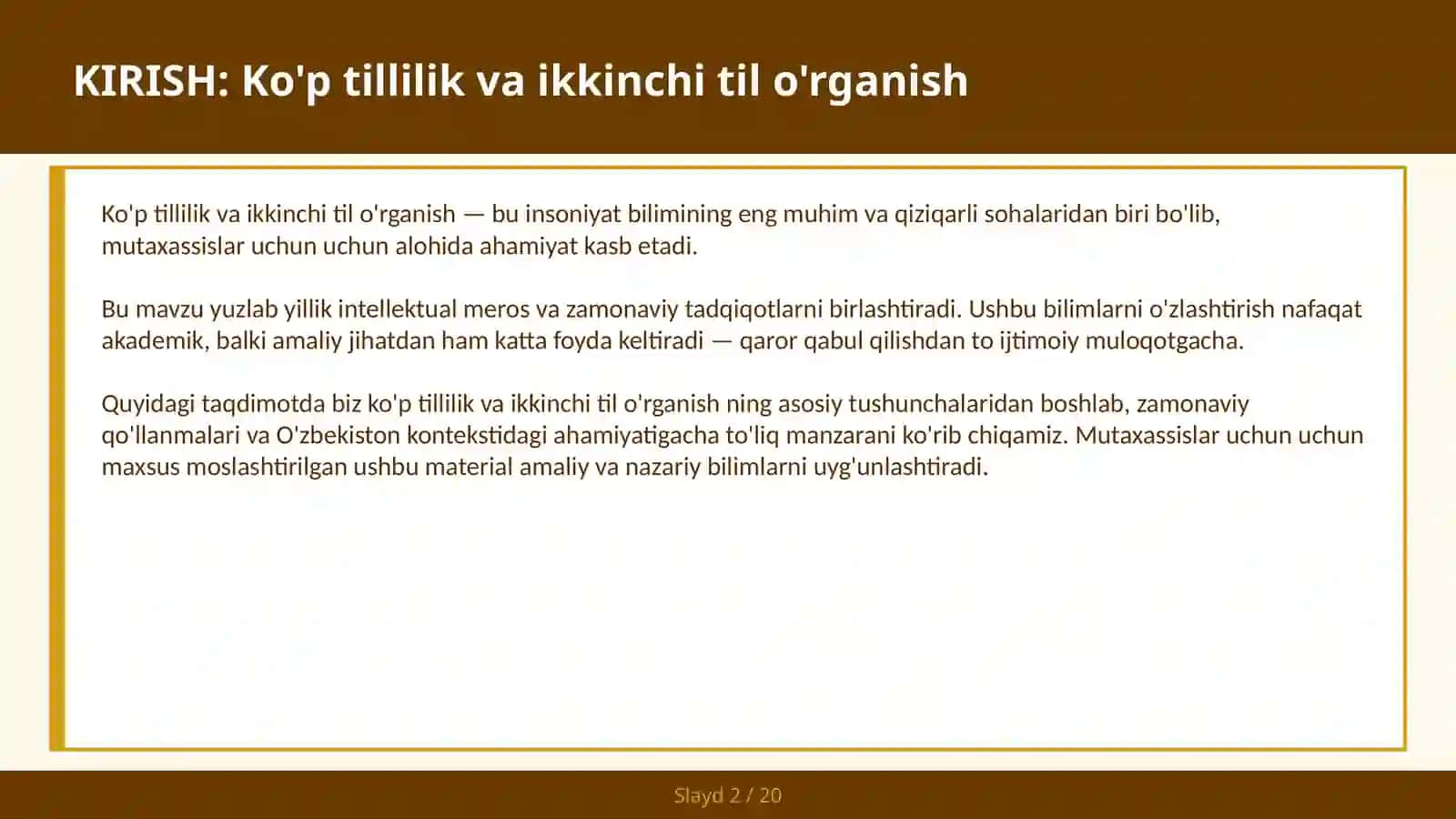 Ko'p tillilik va ikkinchi til o'rganish 2