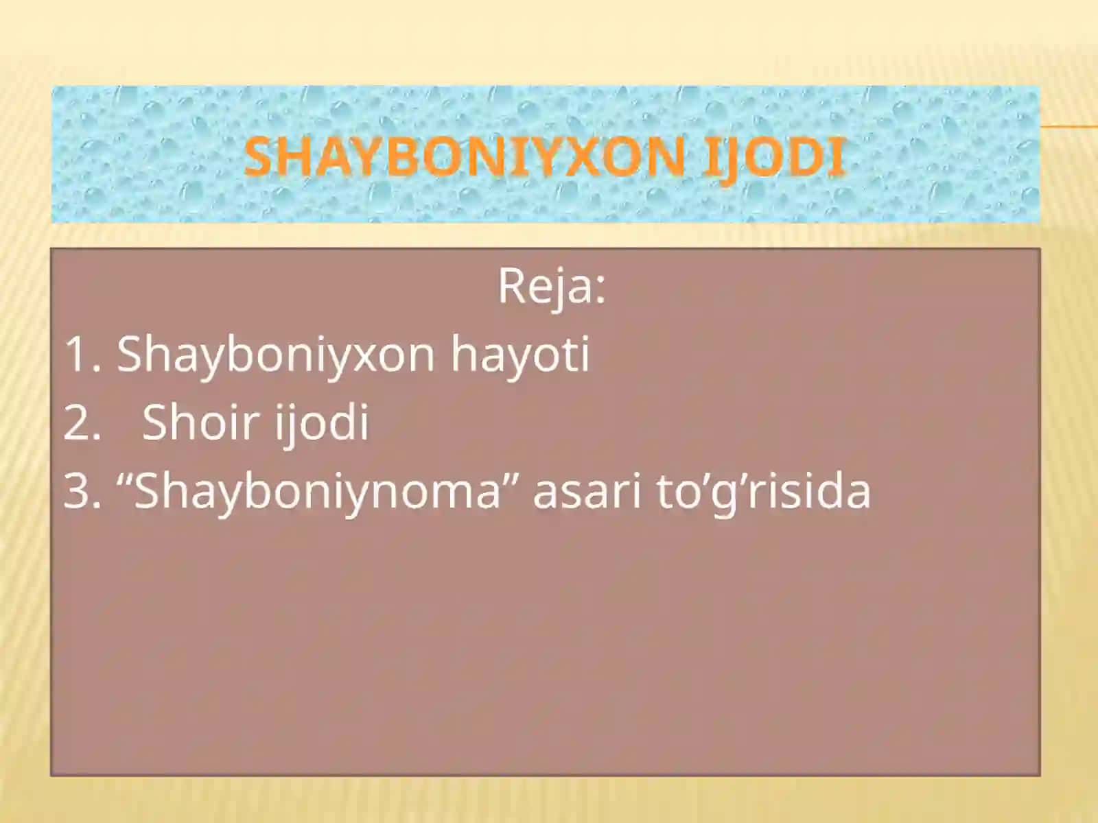 SHAYBONIYXON IJODI 2