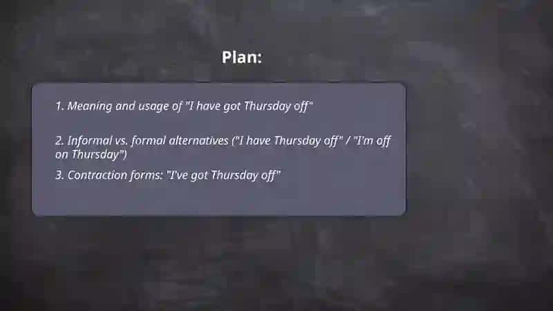 I have got thursday off 2