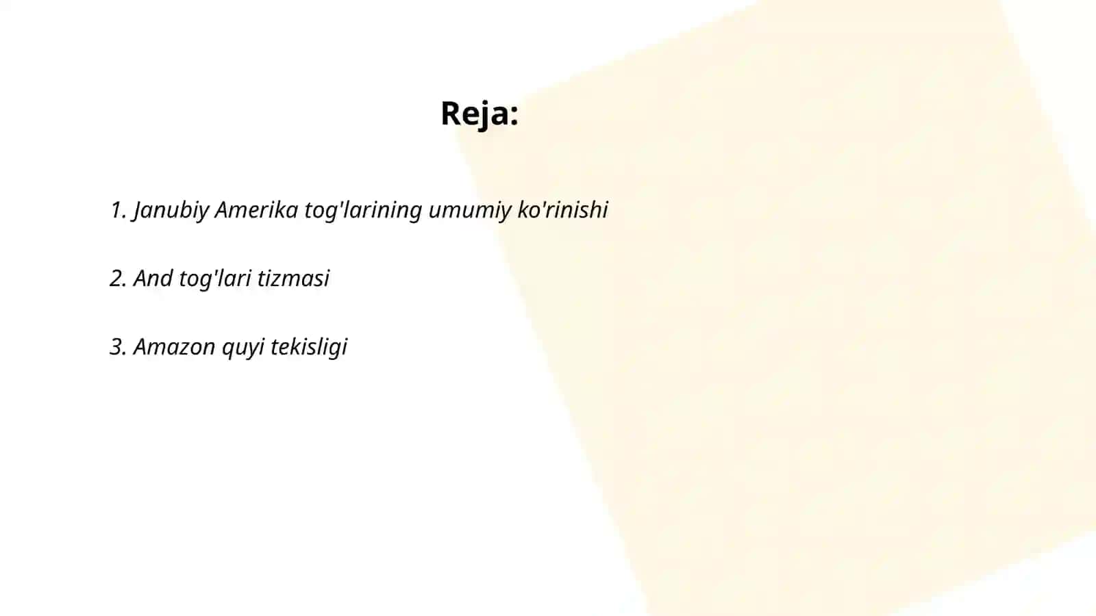 Janubiy Amerika materigi rel’efi, orografiyasi 2