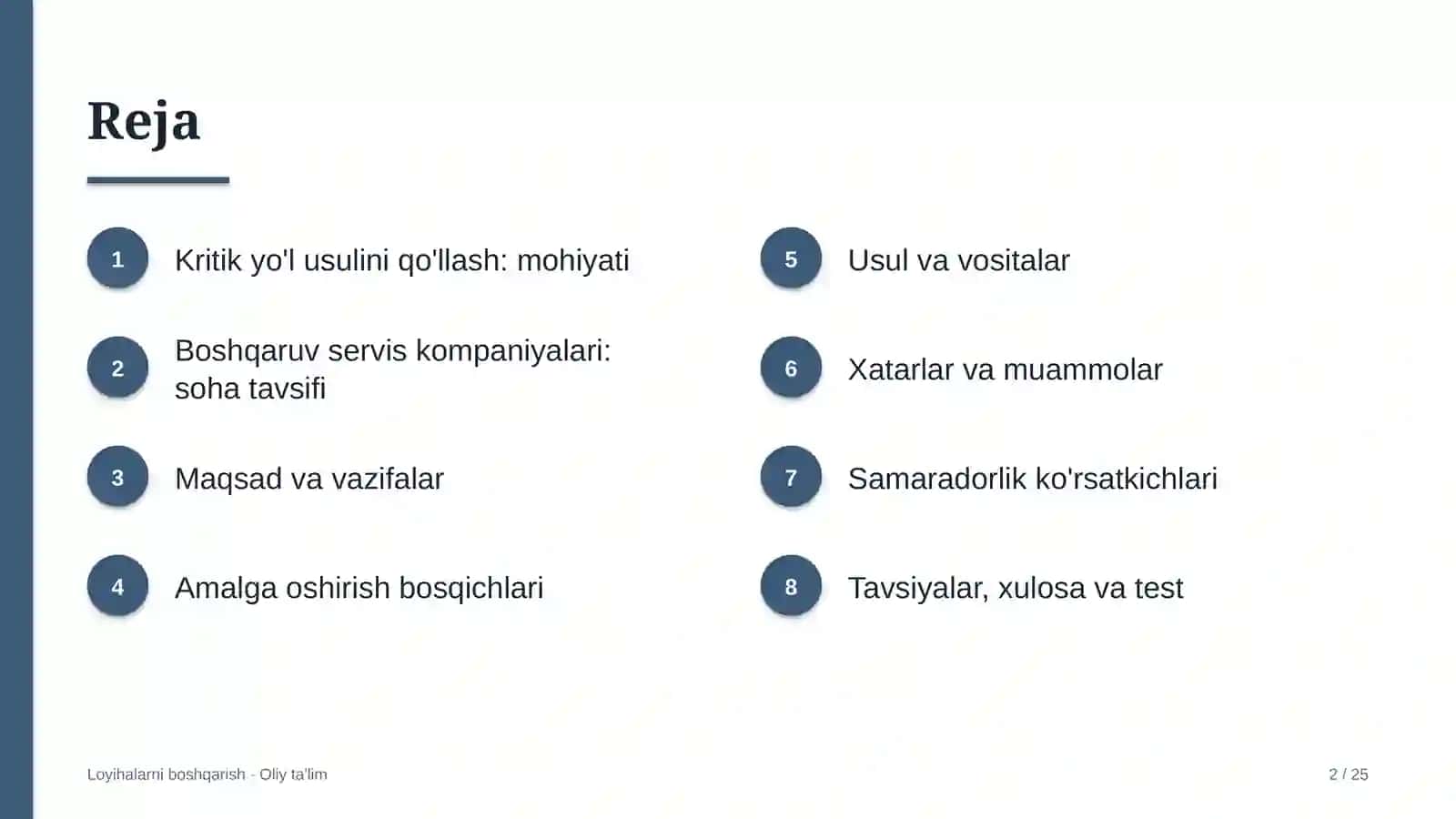 Boshqaruv servis kompaniyalarida kritik yo'l usulini qo'llash 2