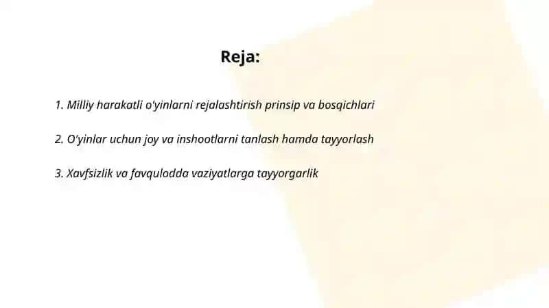 Milliy harakatli o'yinlarni tashkil qilish va o'tkazish 2
