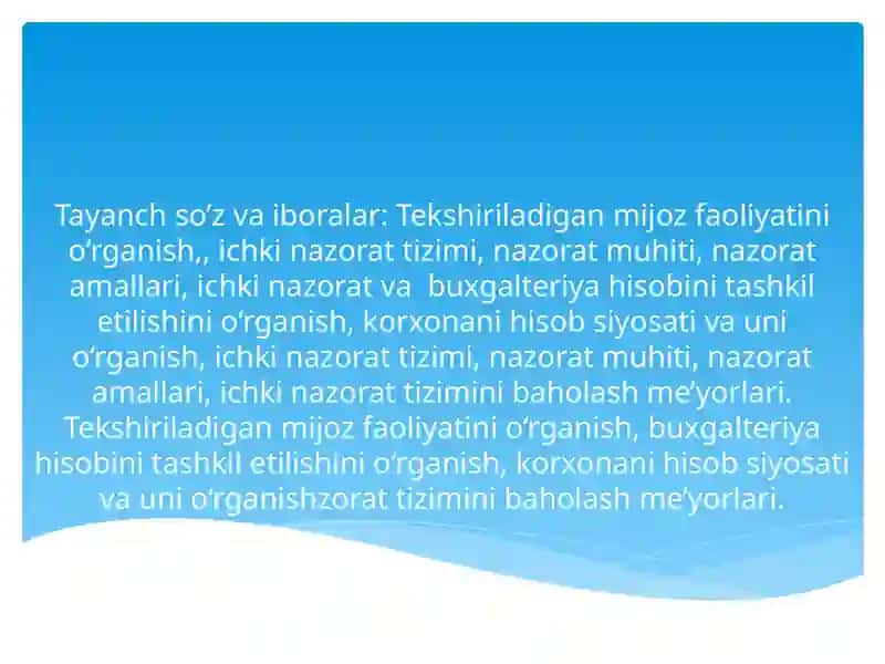 Auditorlik tekshiruvi vaqti dateri o'rganish 2