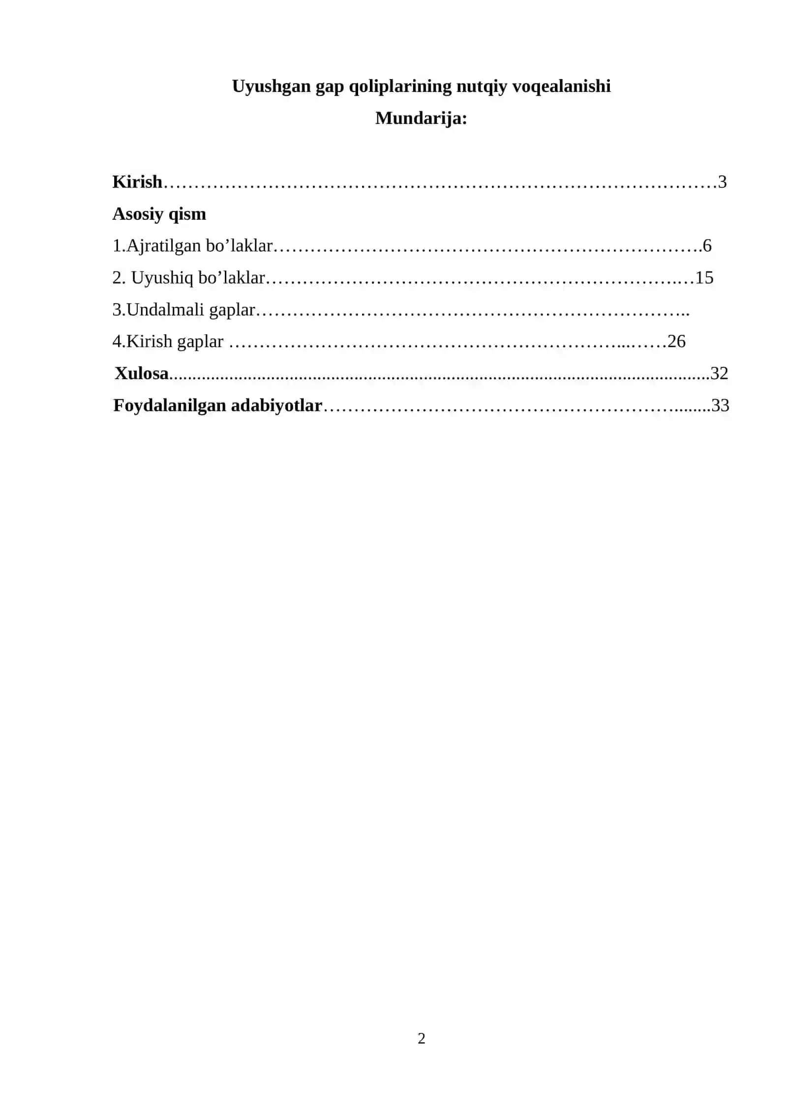 Uyushgan gap qoliplarining nutqiy voqealanishi kurs ishi 2