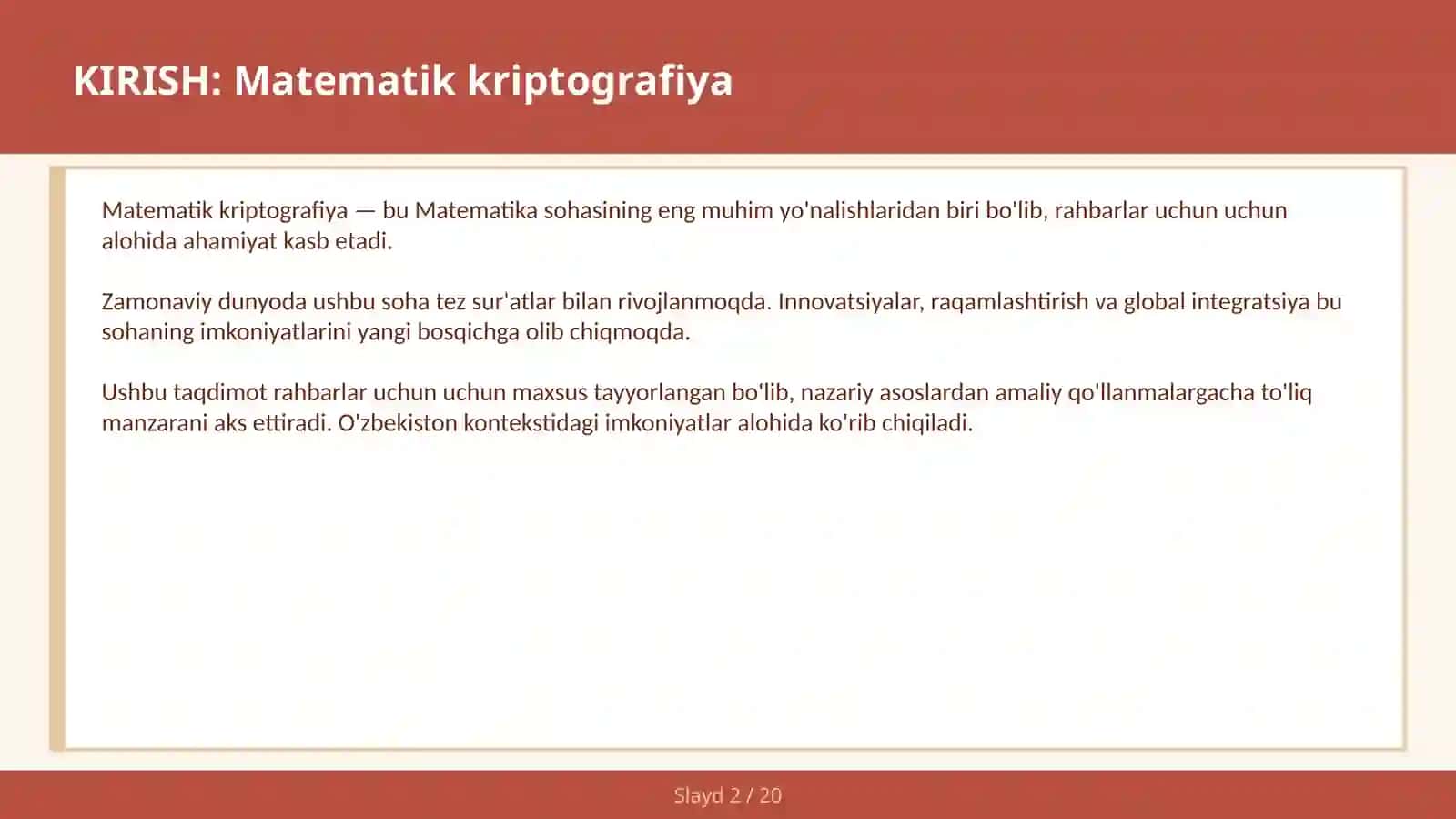 Matematik kriptografiya 2
