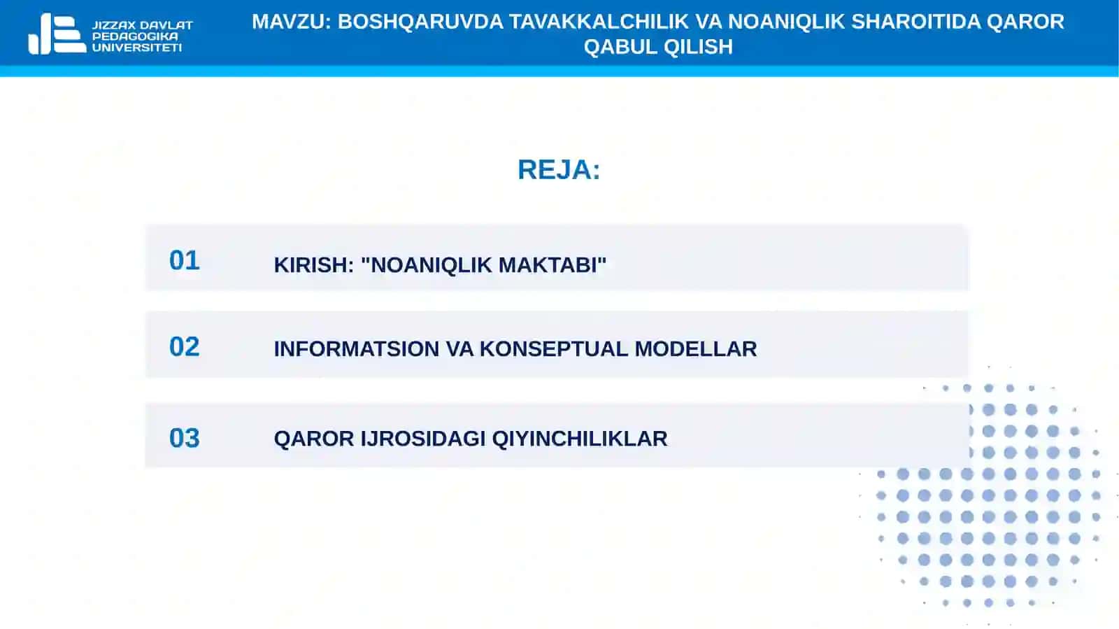 12-mavzu. Boshqaruvda tavakkalchilik va noaniqlik sharoitida qaror qabul qilish 2