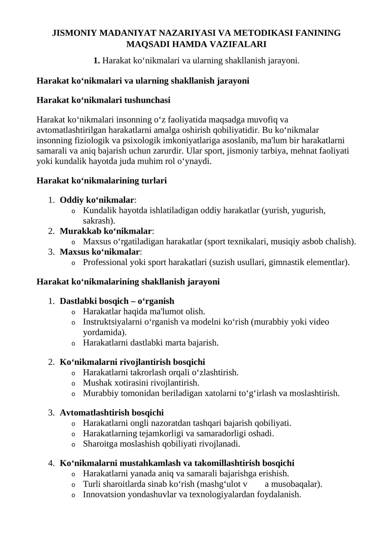 JISMONIY MADANIYAT NAZARIYASI VA METODIKASI FANINING MAQSADI HAMDA VAZIFALARI 2