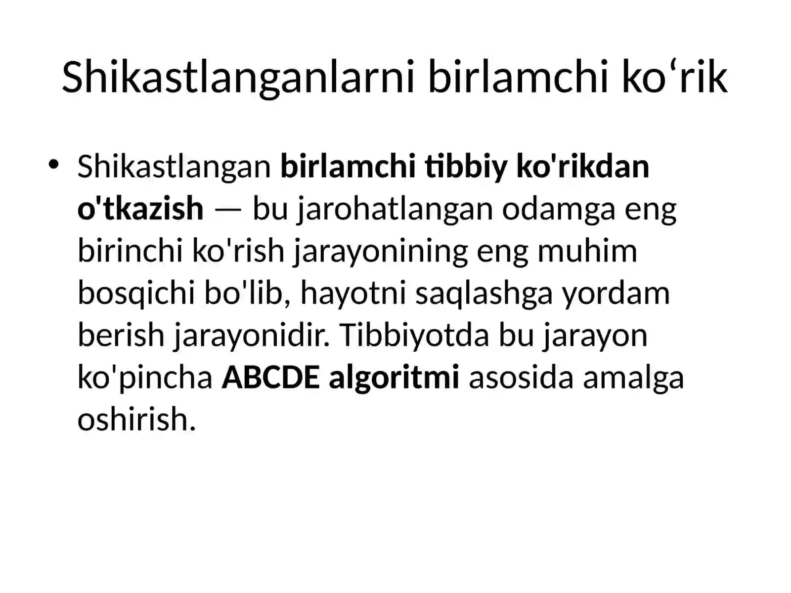 Shikastlanganlarni birlamchi ko‘rik 2