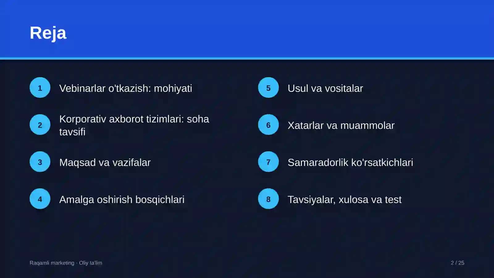 Korporativ axborot tizimlarida vebinarlar o'tkazish 2