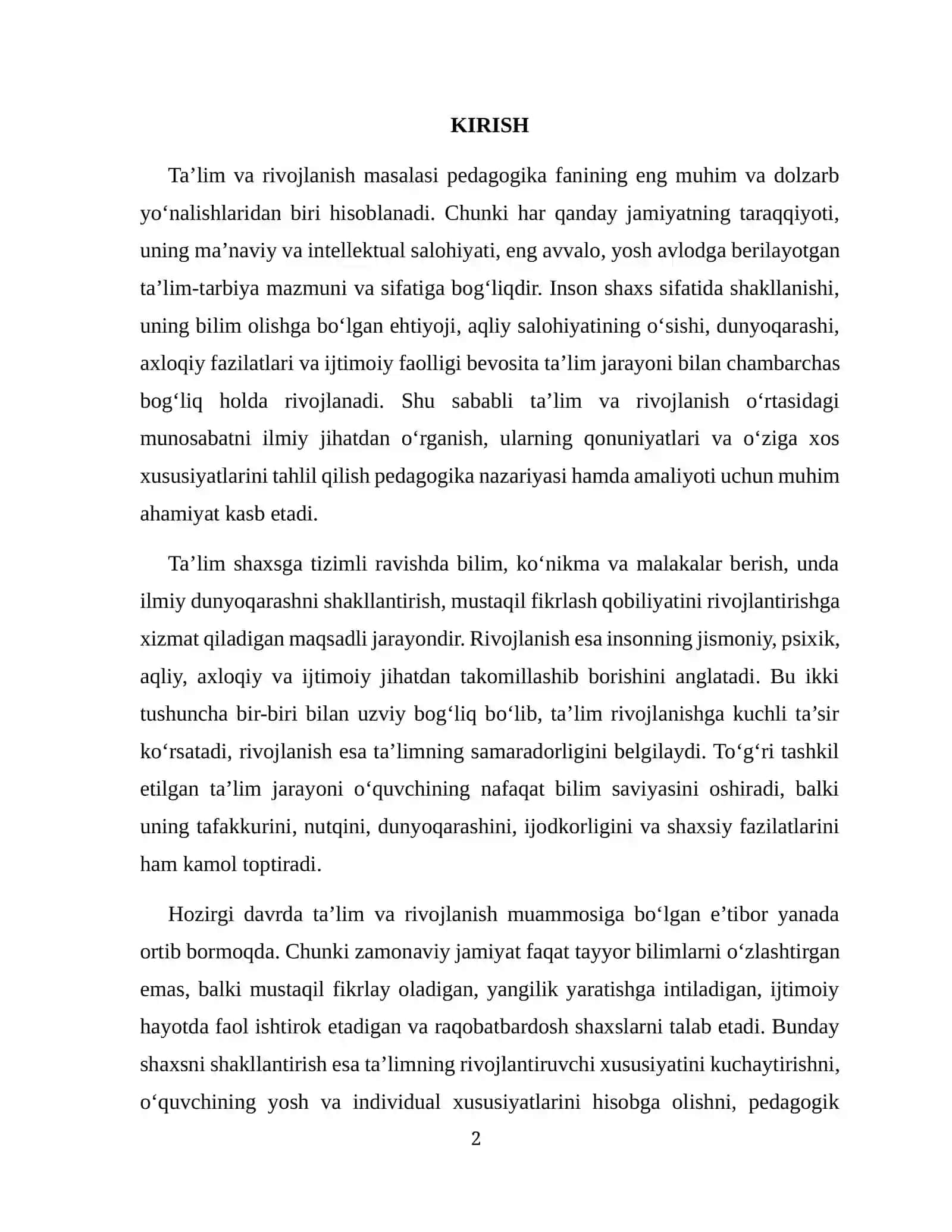 Ta'lim va rivojlanish qoidalari 2