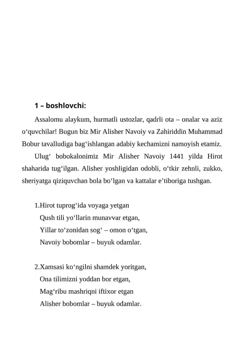 Bobur haqida tadbir 2