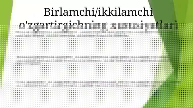 OʻLchash OʻZgartgichlar 2