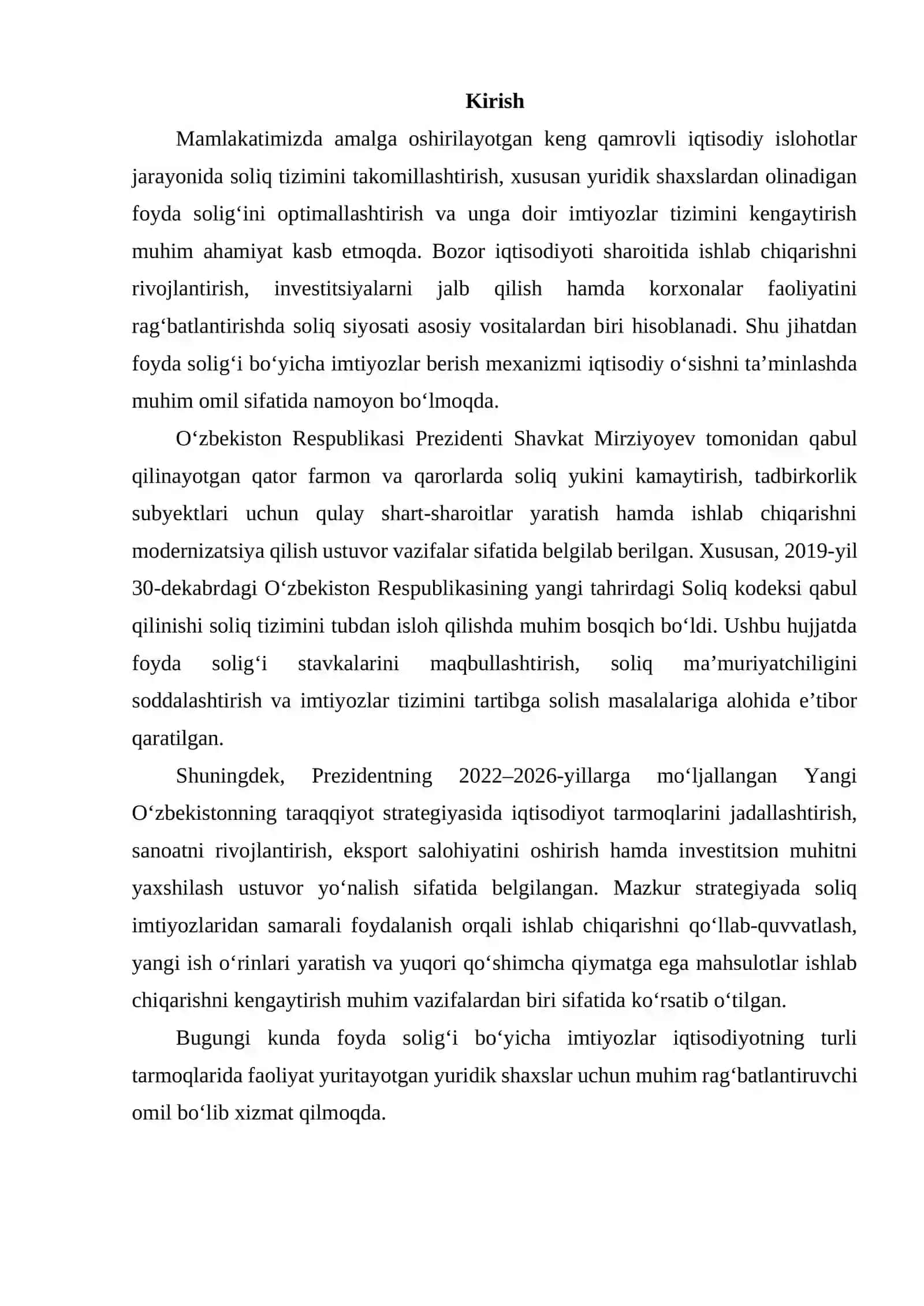 Yuridik shaxslardan olinadigan foyda soligʻi boʻyicha imtiyozlarni ishlab chiqarishni rivolantirishga boʻlgan ta’siri 2