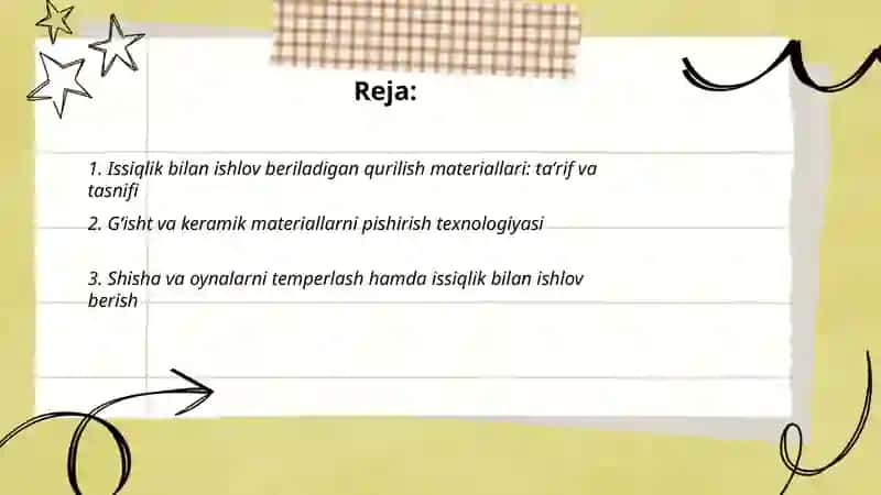 Issiqlik bilan ishlov beriladigan (qurilish materiallari) bo‘yicha przintatsiya tayyorlash 2