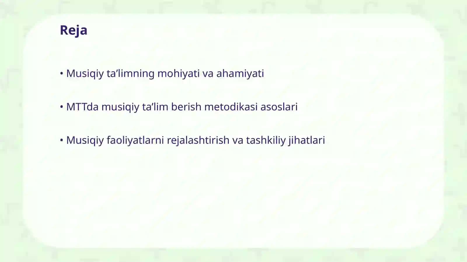 MTTda musiqiy taʼlim berish metodikasi boʻyicha ishlarni tashkil etish 2