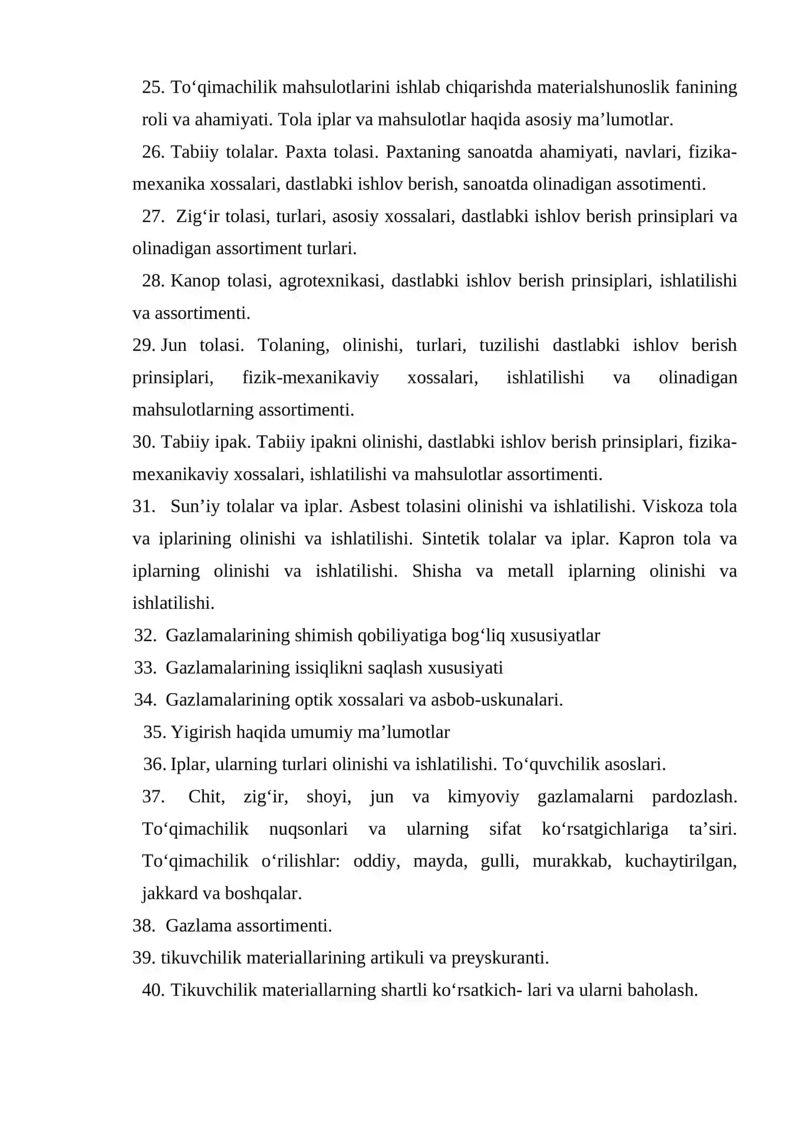 Materialshunoslik fanidan 2-oraliq nazorat savollari 2