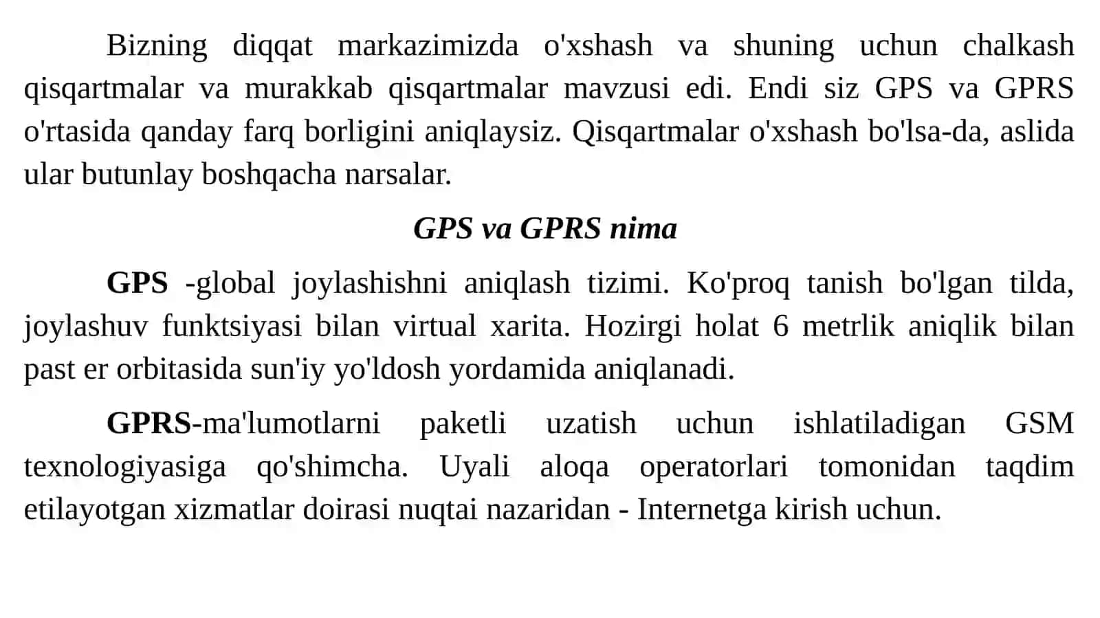 Global Positioning System (GPS) - tamoyillari va foydalanish 2