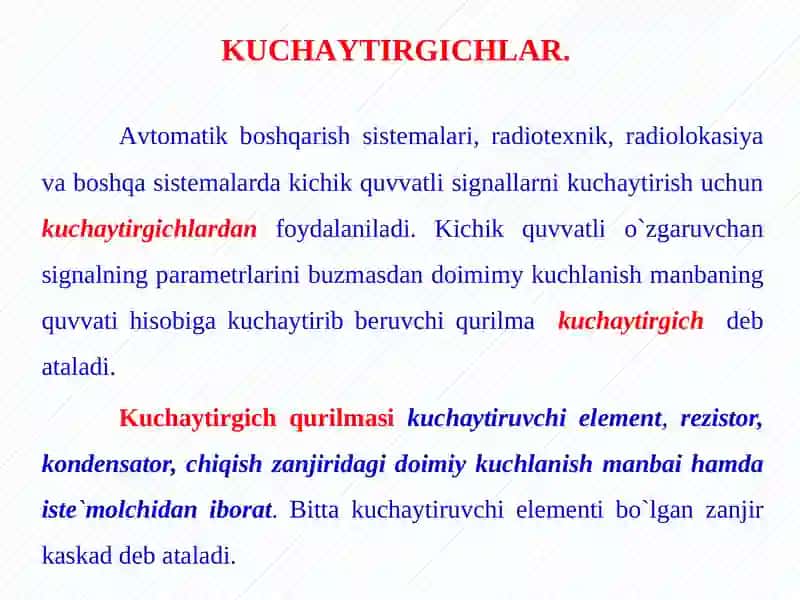 Kuchaytirgichlar 2