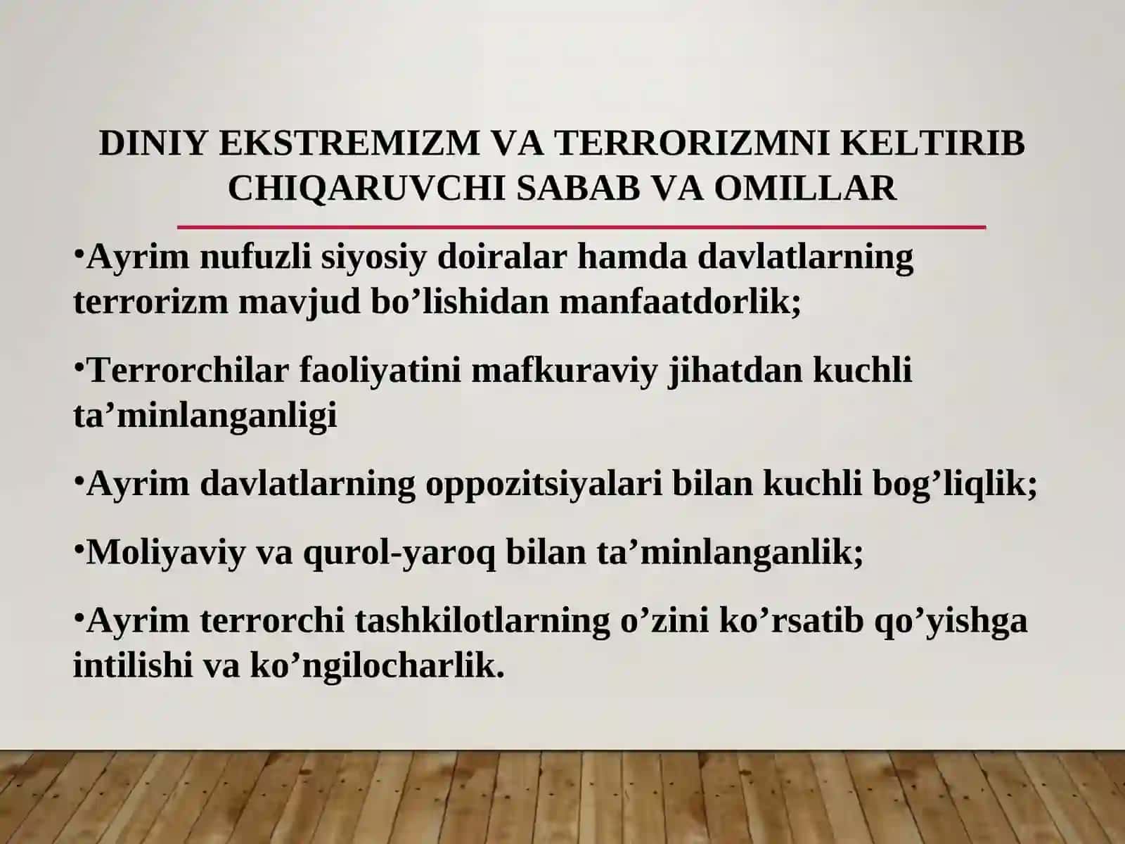 DINIY EKSTREMIZM VA XALQARO TERRORIZMGA QARSHI GLOBAL KURASHDAGI O’RNI 2