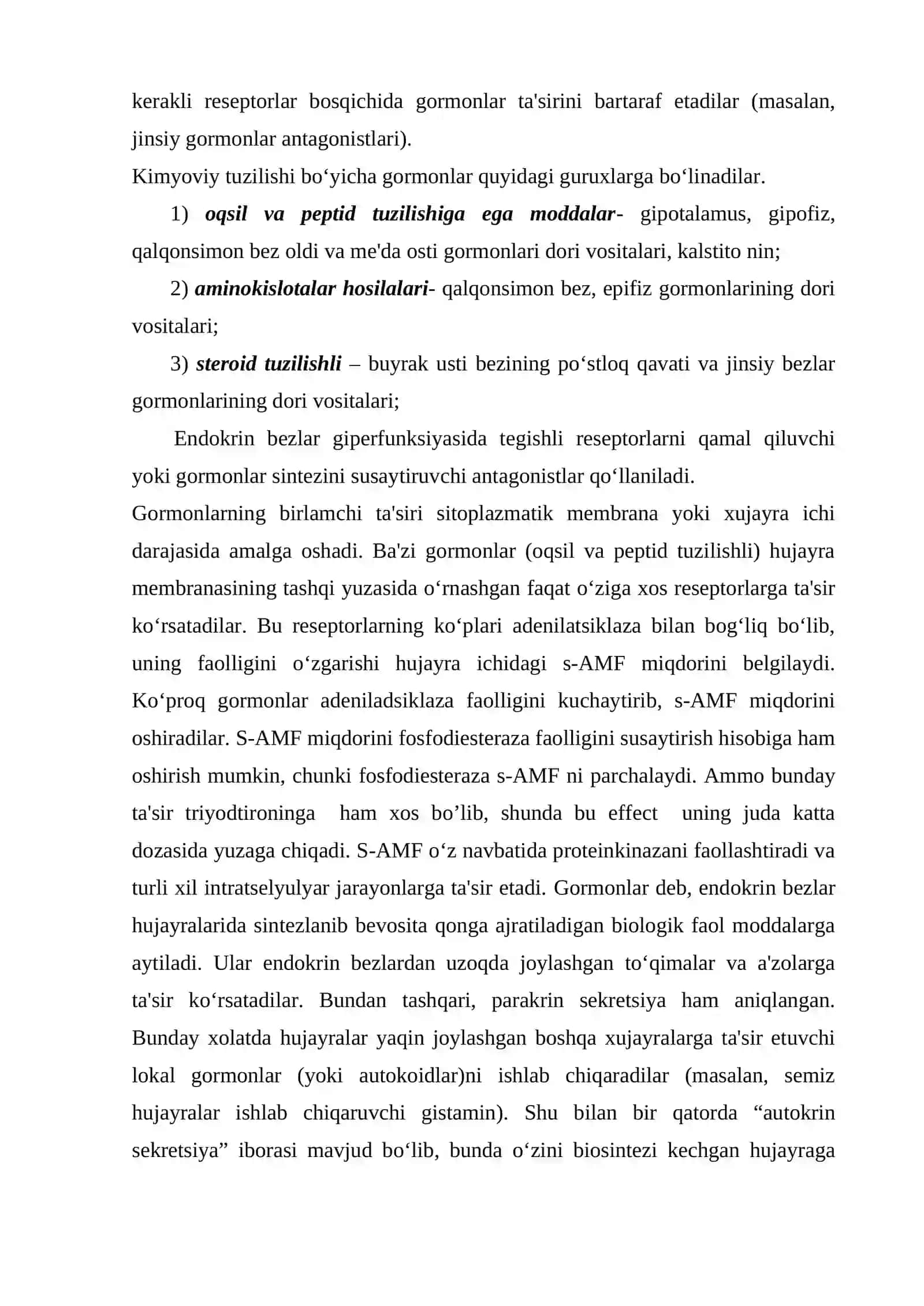 Oqsil polipeptid tuzilishga ega bo'lgan gormonal dori vositalar 2