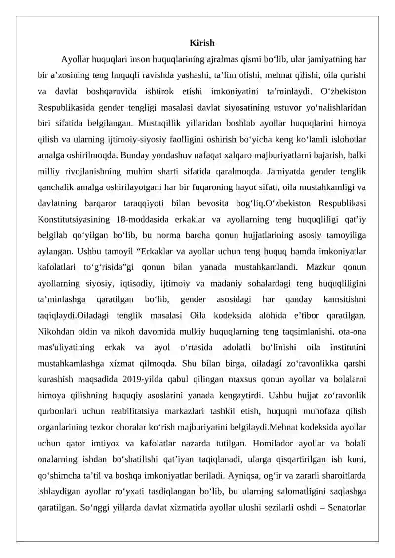 Ayollar huquqini ta’minlash bo‘yicha milliy qonunchilik 2