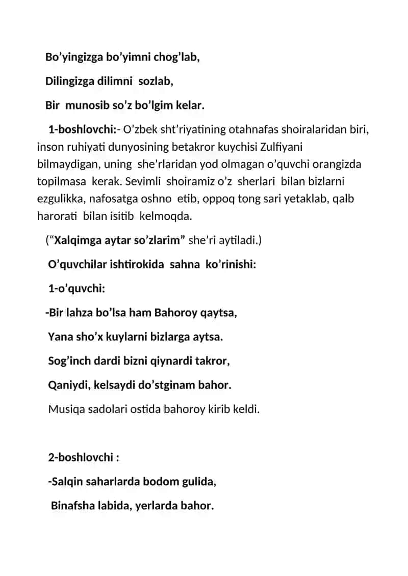 Zulfiyaxonim tavalludining 100 yilligini nishonlash 2