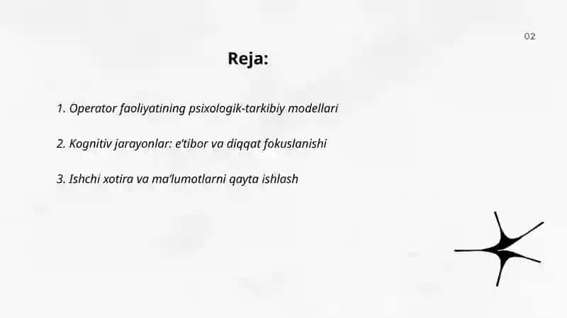 Operator faoliyatining psixologik tuzilishi 2