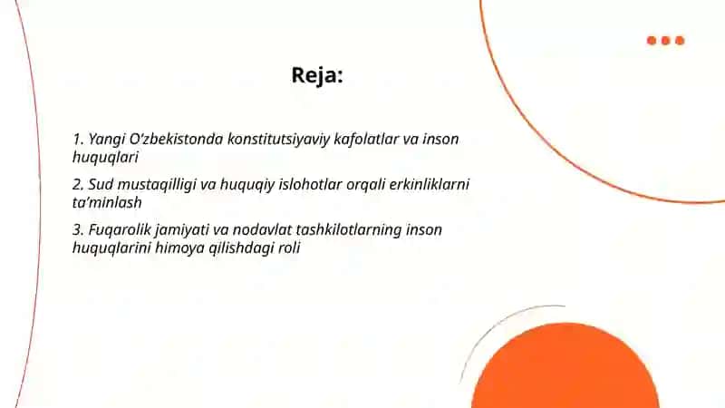 Yangi O‘zbekistonda inson haq-huquqlari va erkinliklari kafolatining yaratilishi 2