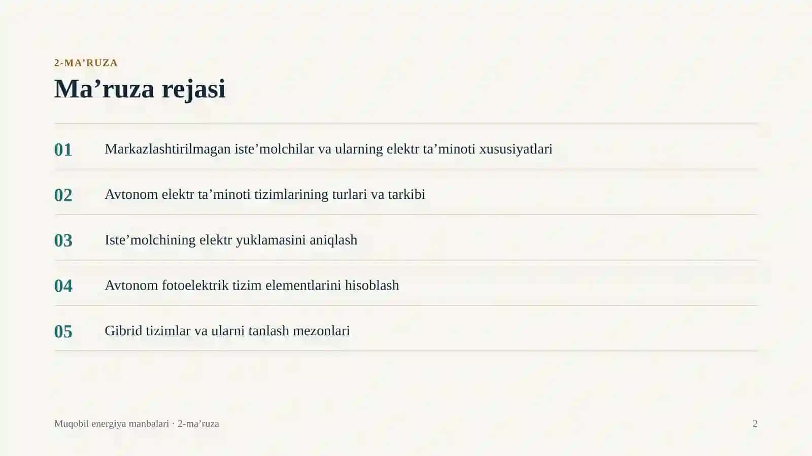 Markazlashtirilmagan iste’molchilarni elektr ta’minoti 2