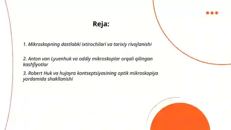 Mikroskopning ixtiro qilinishi va biologik taraqqiyotlarda qollanilishi. Elaktron mikrjskopiya, gistokimyo mikrotexnikaning yaratilishi, mikroskoplarni mukammallashtirish natijalari 2