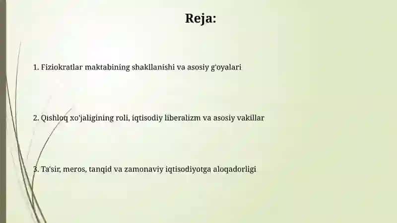 Fiziokratlar maktabini shakillanishi va rivojlanishi 2