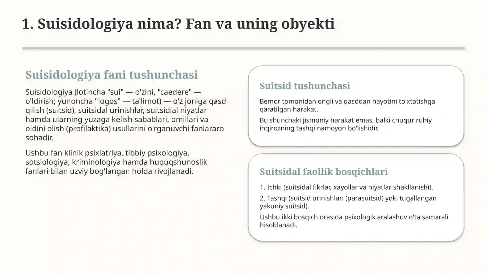 Suisidologiya — suitsidal xulq-atvor va profilaktika asoslari 2