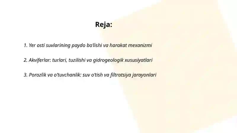 Yer osti va yer usti suvlarning geologik ishi 2