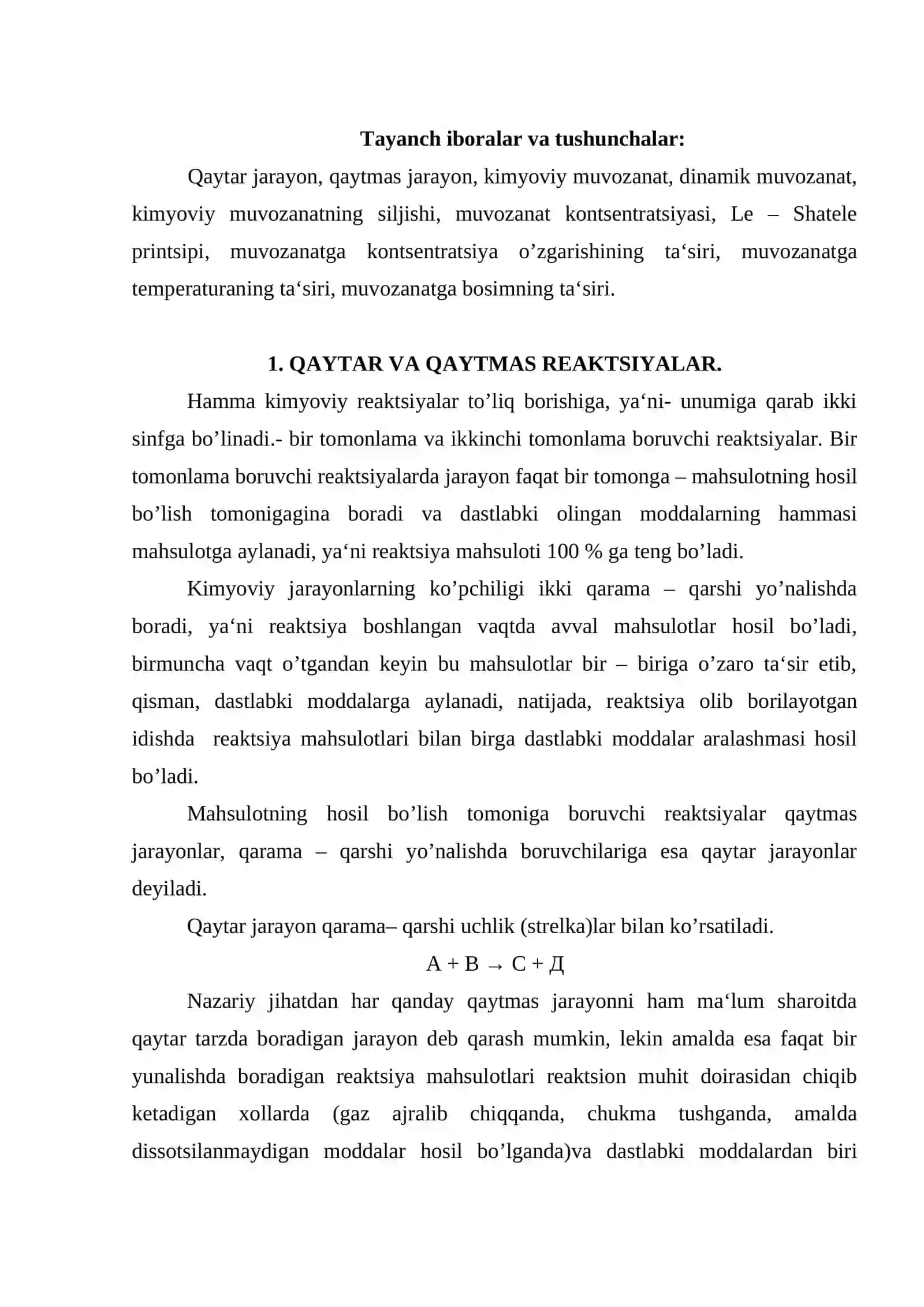 Kimyoviy muvozanat 2