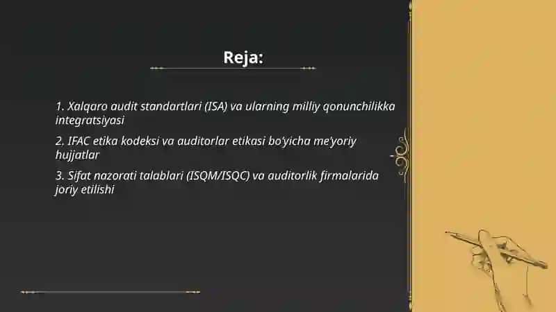Xalqaro va milliy auditorlik faoliyatini tartibga soluvchi hujjatlar 2
