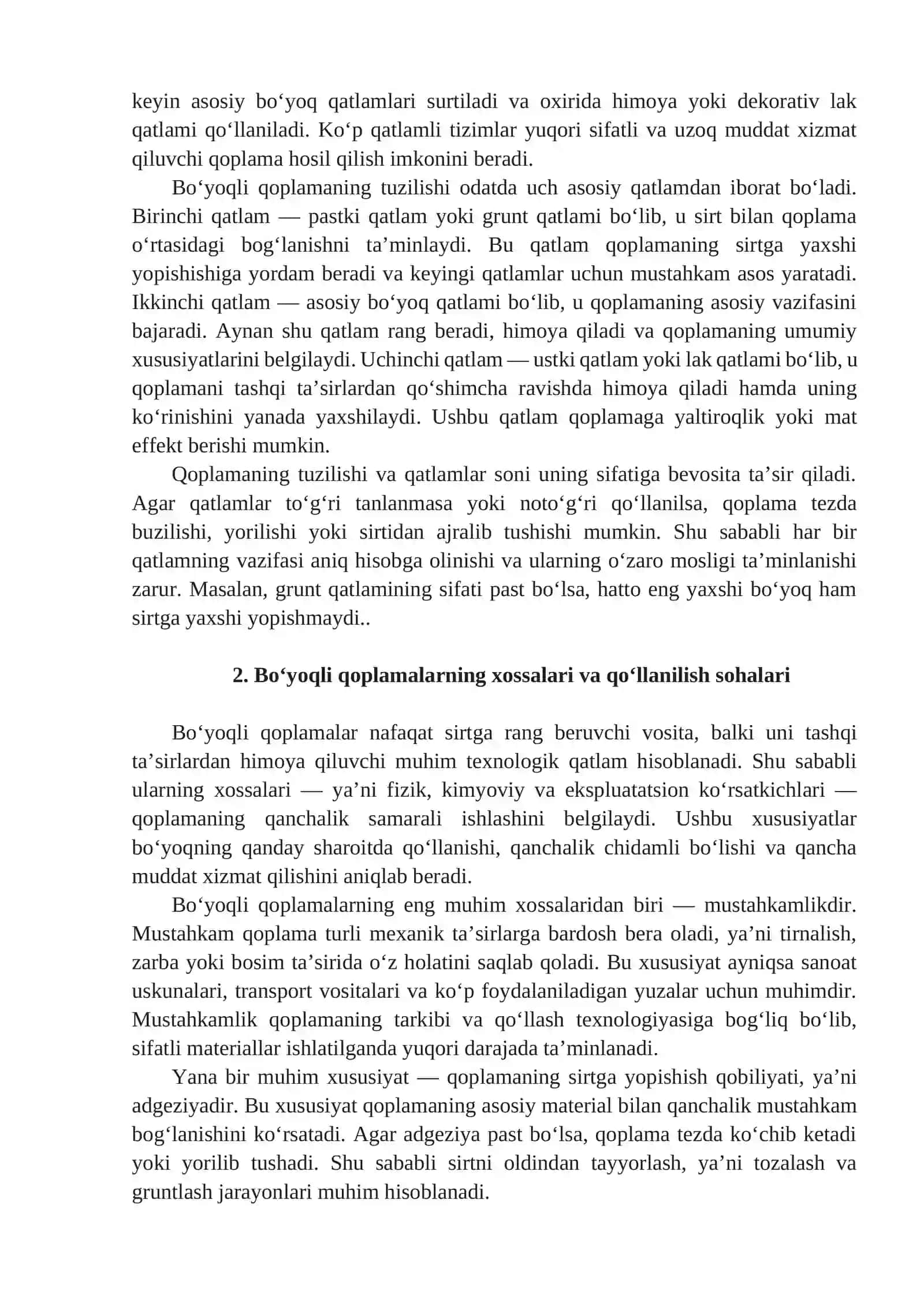 MA'RUZA: BO'YOQLI QOPLAMALAR 2
