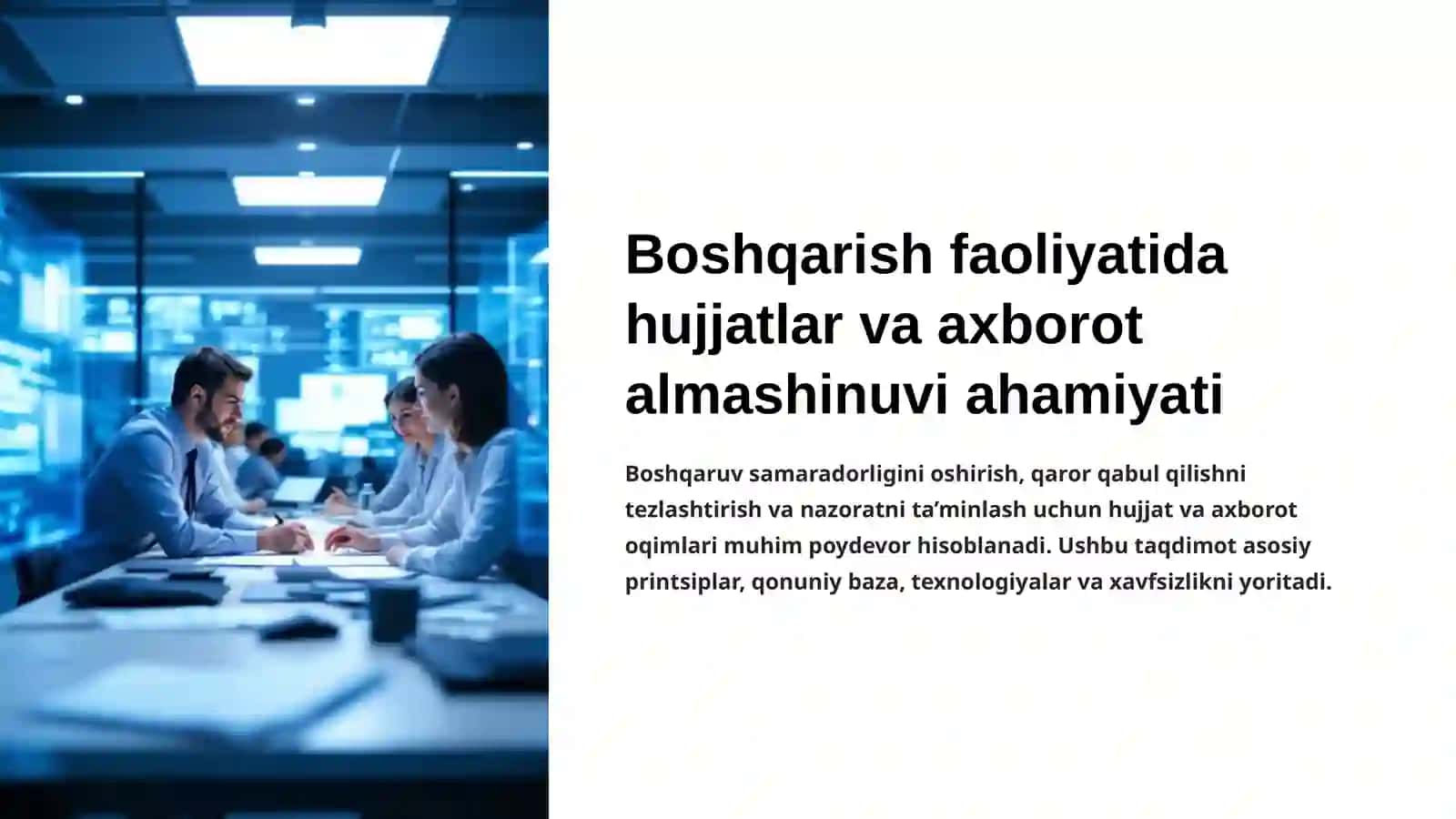 Boshqaruv jarayonida hujjatlar ta’minoti fani 2