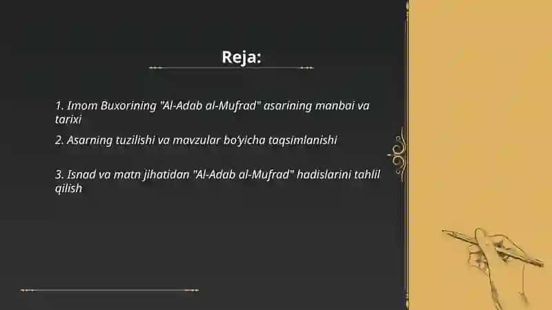 Imom Buxorining ''Al-Adab al-mufrad'' asari tahlili 2