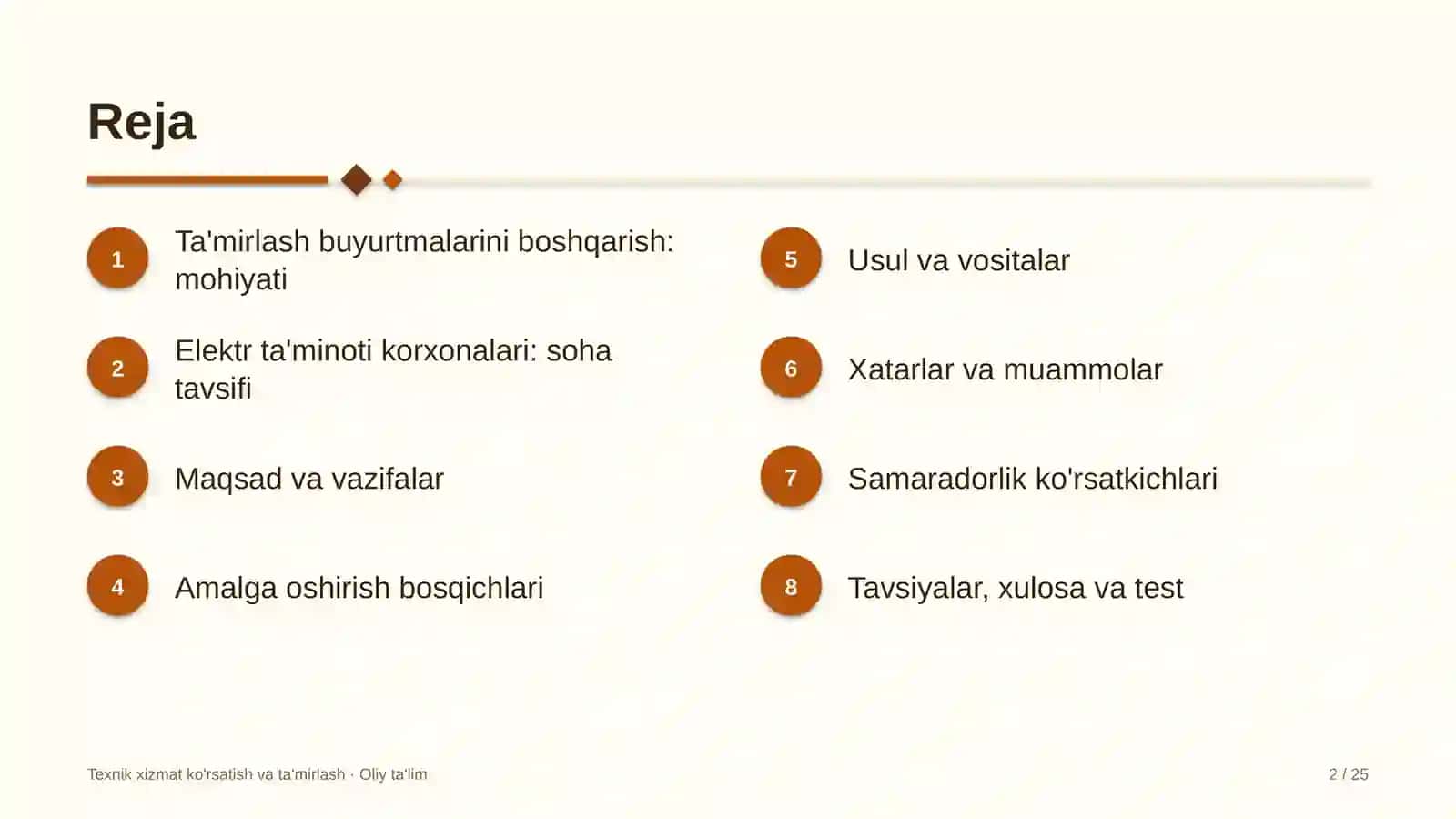 Elektr ta'minoti korxonalarida ta'mirlash ishlariga buyurtmalarni boshqarish 2