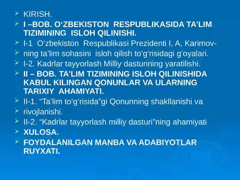 Mustaqil Oʻzbekistonda taʼlim va pedagogik fikr taraqqiyoti 2