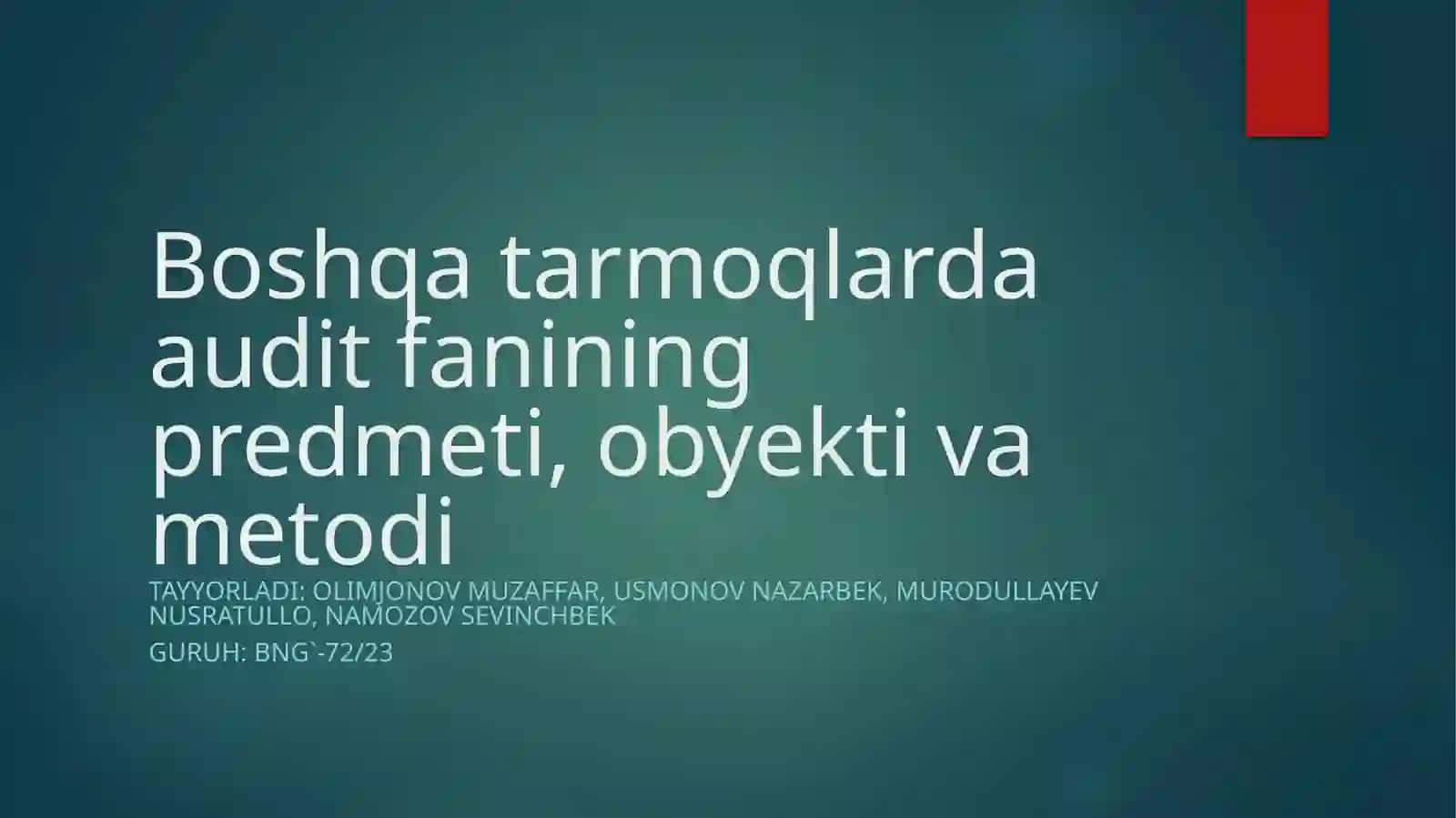"Boshqa tarmoqlarda audit" 2