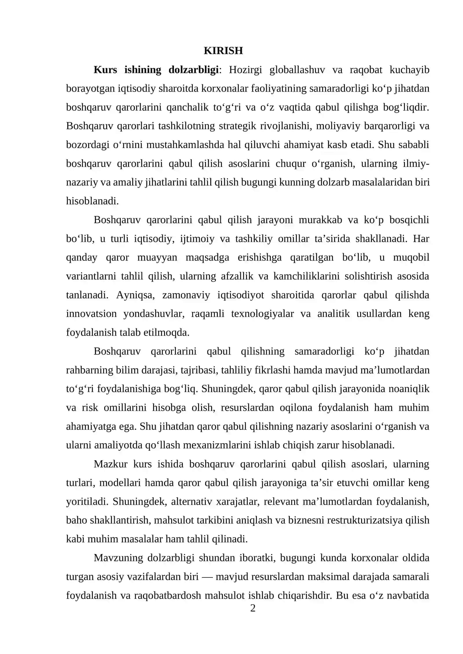 Boshqaruv qarorlarini qabul qilish 2
