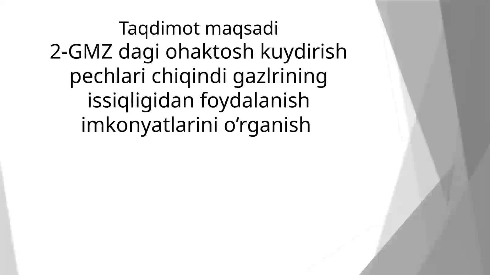 GMZ DAGI OHAKTOSH KUYDIRISH PECHLARI CHIQINDI GAZLARINING ISSIQLIGIDAN FOYDALANISH IMKONIYATLARINI TADQIQ QILISH 2