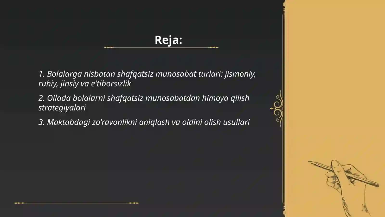 Bolalarni shafqatsiz munosabatdan himoya qilish 2